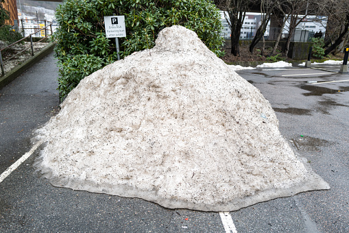 Pile of old snow in the streets of Bergen