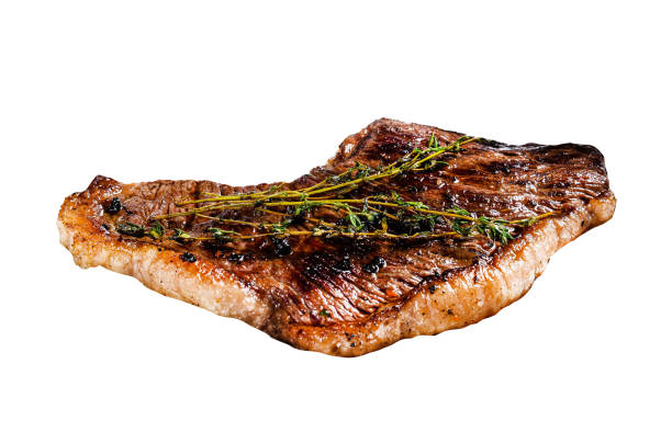 istock Grilled marbled beef steak  Isolated on white background. Top view. 2002269795