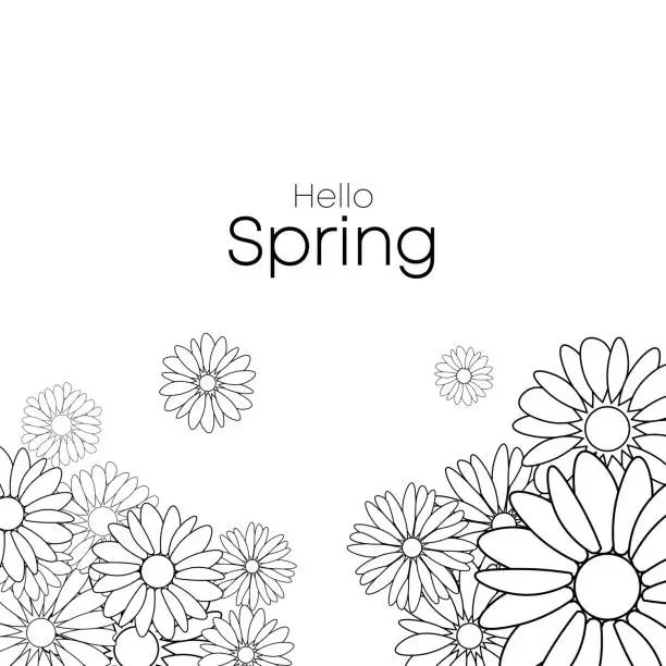 Vector illustration of Vector background with floral line art design with a spring theme