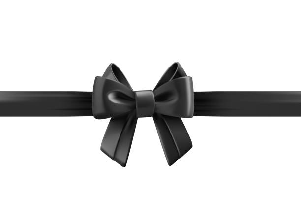 istock Black ribbon with bow isolated on white background. Design trmplate. 3d vector illustration 2002356221