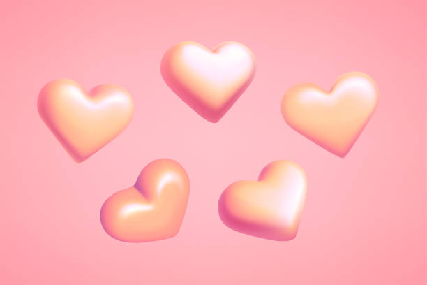 istock Pink hearts in rotation isolated on pink background. 3d vector illustration 2002360552
