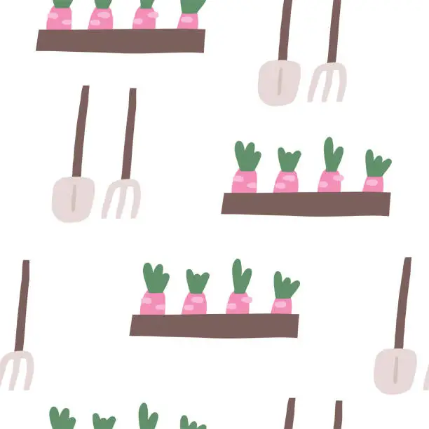 Vector illustration of Cute farm theme seamless pattern