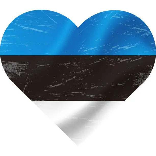 Vector illustration of Estonia flag in heart shape grunge vintage. Estonian flag heart. Vector flag, symbol.