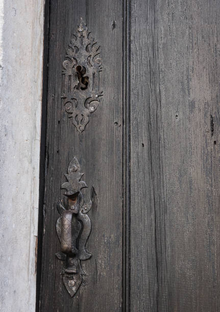 istock Antique decorative doorknob and keyhole trim. 2002428485
