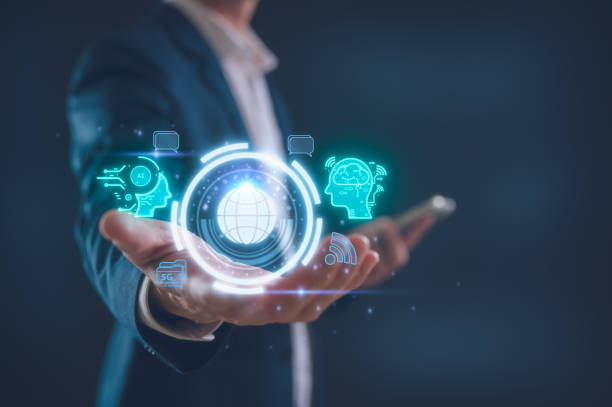istock Digital transformation technology strategy, IoT, internet of things. transformation of ideas and the adoption of technology in business, businessman holding virtual tech icons 2002459597