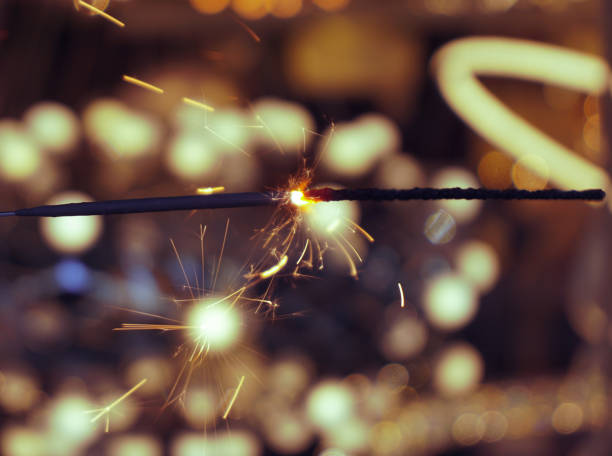 A close up of burning sparkler
