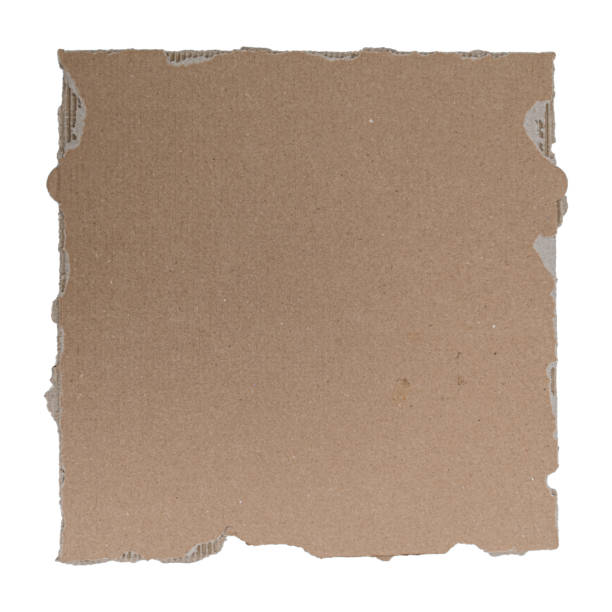 istock Square brown cardboard piece, paper texture with copy space isolated on white 2002499308
