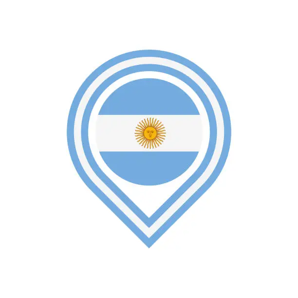 Vector illustration of map pin icon of argentinian flag. vector illustration isolated on white background