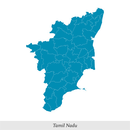 map of Tamil Nadu is a state of India with borders districts