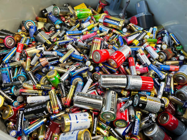 istock Large amount of recycled batteries 2002545889