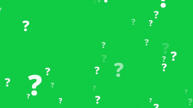 Question Mark Animated on Green Screen Looping, Use Chroma Key and Composite on any Visual, Concept of What When Where Why and how to, Alpha Transparent