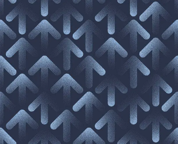 Vector illustration of Movement of Arrows Up Blue Seamless Pattern Trend Vector Business Abstraction