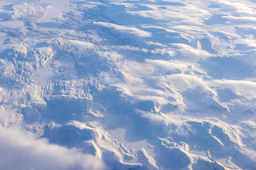 Arctic landscape aerial view in winter - Northern Norway.