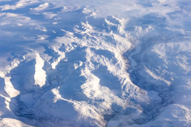 Arctic landscape aerial view in winter - Northern Norway.