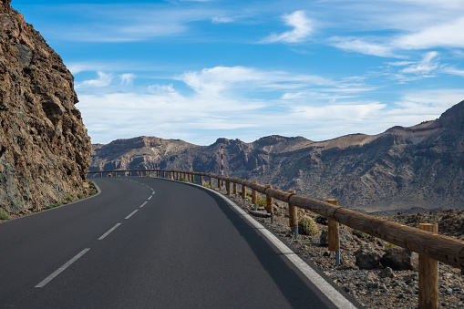 Serpentine road at Andes Mountain between Santiago de Chile and Mendoza, Argentina