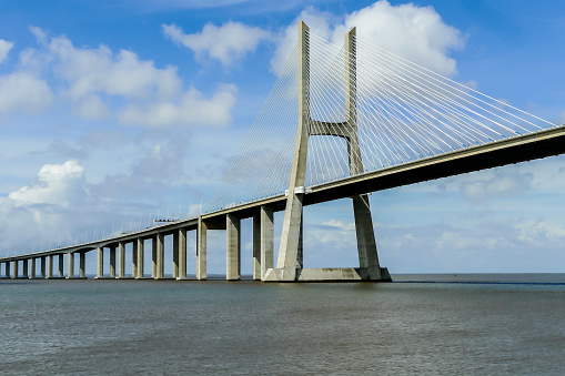 vasco da gama bridge in lisbon portugal, beautiful photo digital picture