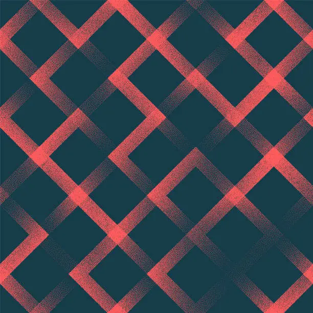 Vector illustration of Intricate Grid Seamless Pattern Trendy Vector Red Rhombus Abstract Background
