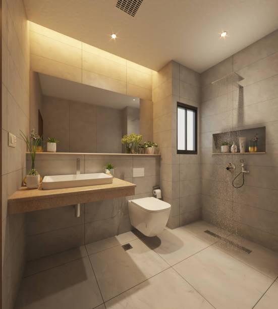istock Contemporary Tranquility: 3D Bathroom Tile Design for Modern Living 2002633565