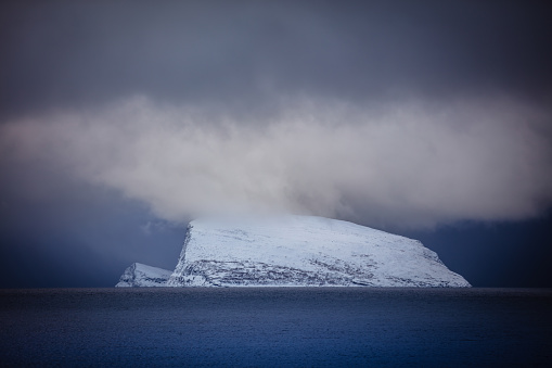 Arctic landscape with cloudy sky in winter.
Hammerfast - Norway.