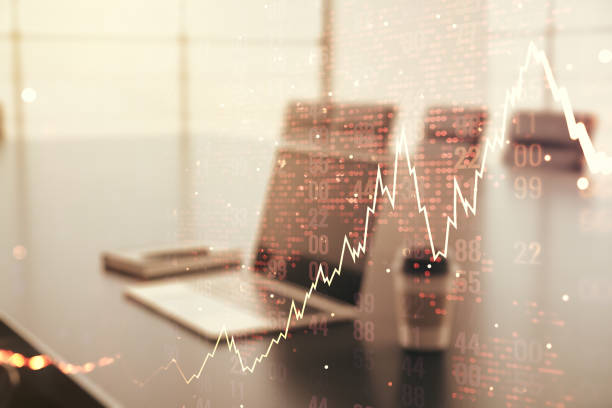 istock Multi exposure of abstract financial diagram with world map on computer background, banking and accounting concept 2002641159