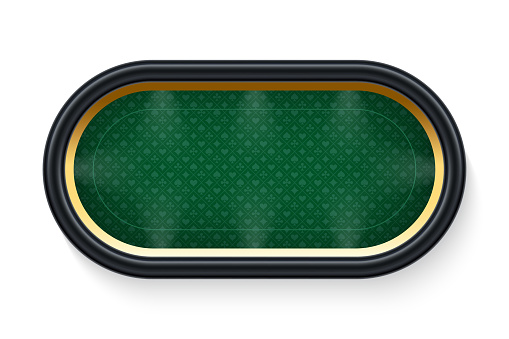Poker green table background vector illustration. Realistic playing field with gold frame for game blackjack on white background. Casino concept.