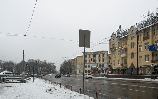 Kiev, Ukraine. February 10, 2024 View of Glory Square in Kyiv in winter