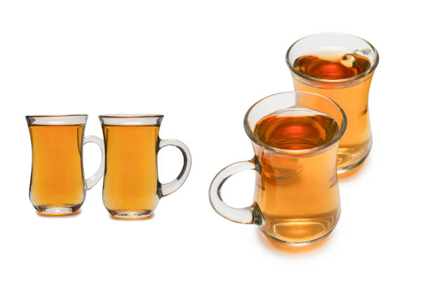 A turkish glass of tea isolated on a white background.