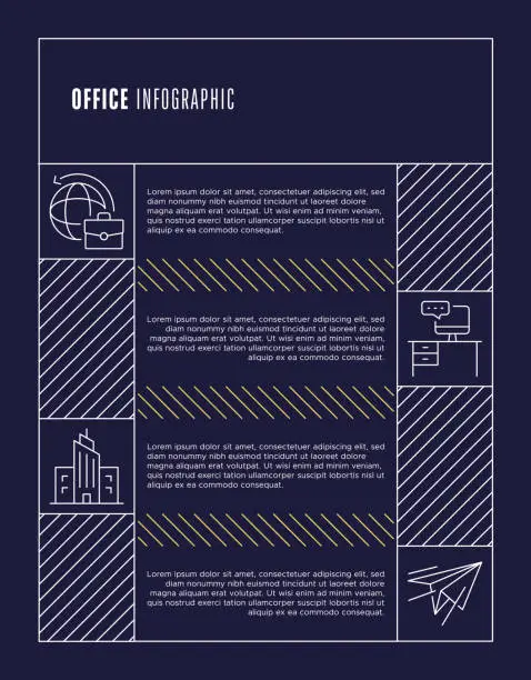 Vector illustration of Office Infographic - Business, Workplace, Work Environment, Corporate, Productivity