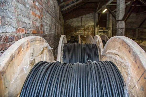 Cross section of high-voltage cable. High quality photo
