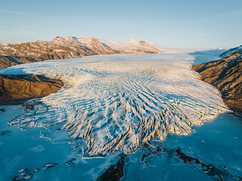 Iceland. Southern Iceland glacier during winter morning.