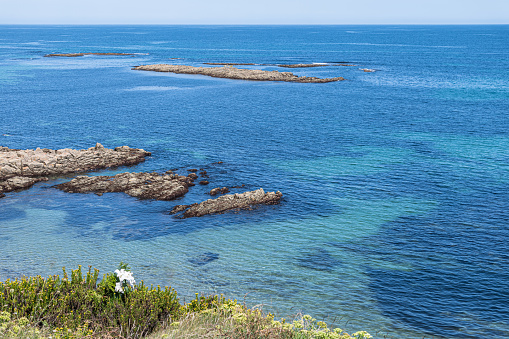 Seascape, rugged coastline of the Cantabrian Sea in the province of Lugo, Galicia, northwest Spain