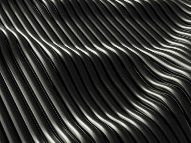 istock Black metal line background. Technology wavy line with shiny light 3d illustration 2002765288