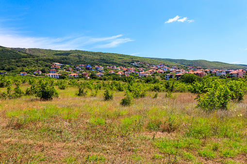 View of Sveti Vlas town and the Balkan mountains in Bulgaria