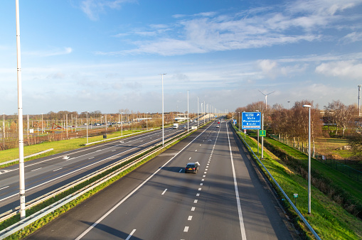 Brecht, Belgium - December 10, 2023: A1 highway in Brecht in Belgium.