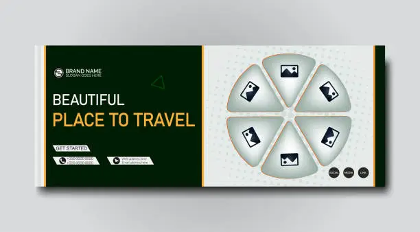 Vector illustration of Travel Agency Social Media Website Banner And Cover Template Design