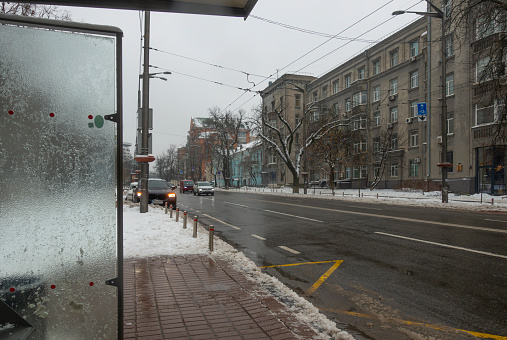 Mazepa street in Kyiv in winter