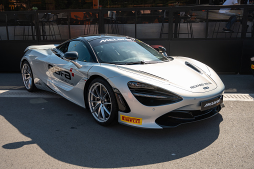 Montmelo, Spain – October 20, 2023: Front view of a McLaren 720 S supercar from the Trophy Europe