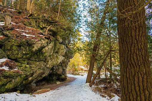Cave and trail atRockwood conservation area