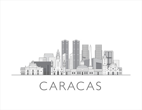 Caracas skyline line art style vector illustration