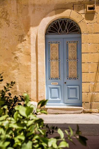 Typical elegant Blue door in Maltese villages