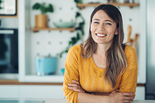 Portrait of a beautiful woman at home