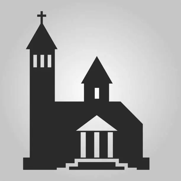 Vector illustration of church, black silhouette, famous place symbol, landmark, vector icon, eps.