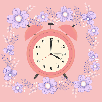 Changing the time on the watch to summertime. Vector illustration