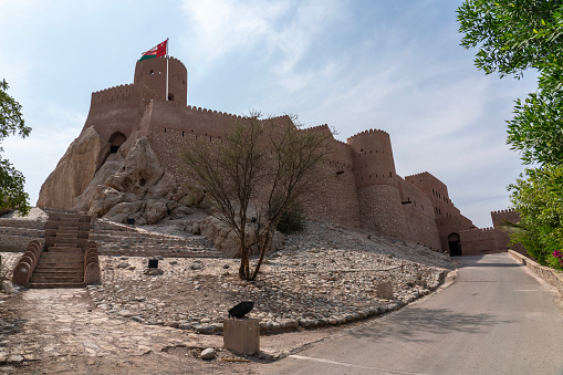 Nakhal Fort,Nakhal,Sultanate of Oman on sunny day.  Is one of the oldest and biggest forts in Oman,  inscribed on the UNESCO World Heritage List