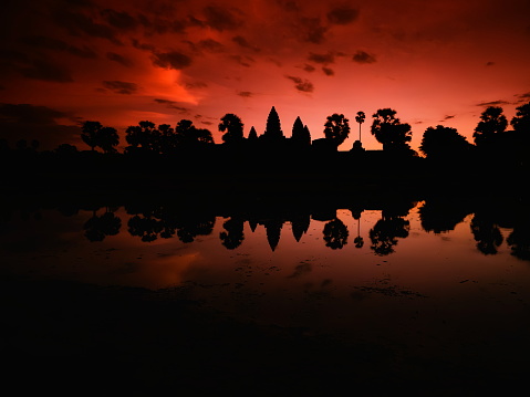 Famous Angkor Wat temple by sunset, Unesco World Heritage, Siem Reap, Cambodia