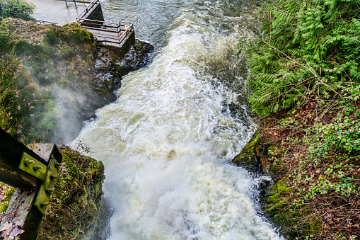 A view of whitewater on the Deschutes River in tumwater, Washington.