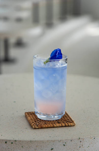 istock Blue Butterfly Pea Ice Tea cocktail Drink served at pool bar 2003083681