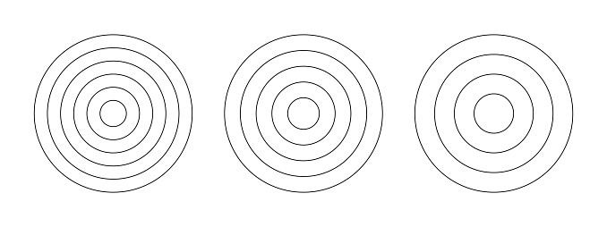 Set of polar grids concentric circles. Wheel of life or habits tracker. Collection of circle diagrams divided on segments. Blank polar graph paper. Circle division on equal parts. Vector template. Eps