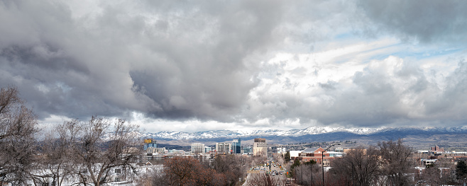Dramatic clouds of Boise Panoramic in winter