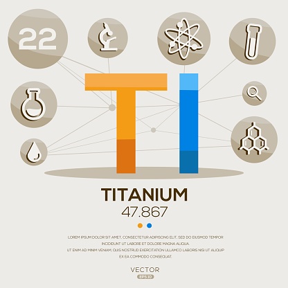 TI (Titanium)The periodic table element, letters and icons, Vector illustration.